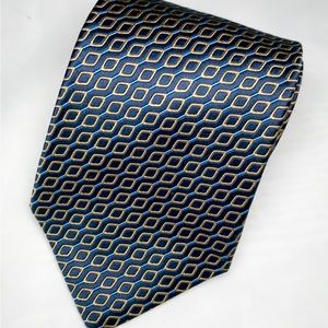 Tommy Hilfiger Lite Blue Dark Blue and Gold Silk Tie